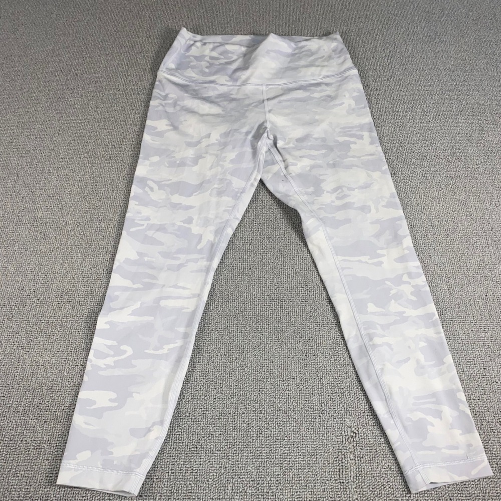 Lululemon Wunder Under Leggings Womens 12 White Camo High Rise Yoga Athletic Gym